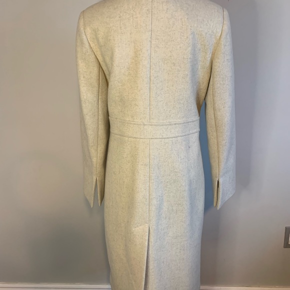 Vintage Ivory Women's Long Pea Coat Faux Fur Collar Single Breasted Lapel Size 8 - Picture 6 of 9